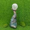 Elephant With Cracked Glass Ball Lamp Statue Solar Lamp Outdoor Garden Decoration