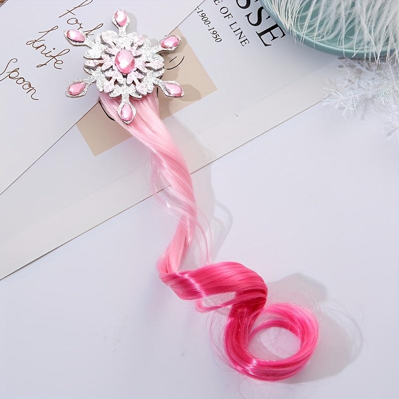 Children s Colorful Wig Hair Clips - Snow Queen - themed Gradient Long Curly Hair Girls  Braided Colorful Rope Headpiece