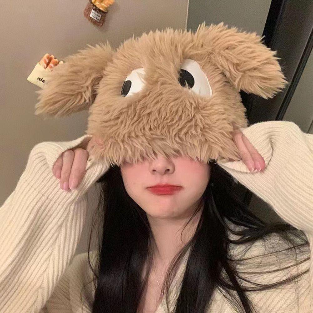 Thickened Long Hair Puppy Hat Winter Cartoon Hat Soft Plush Beanie  Girl