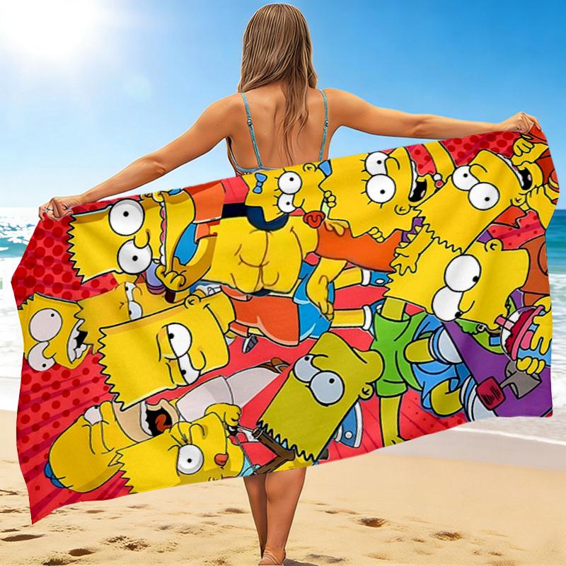 1Pc Simpsons Family Portrait Beach Towel, Quick Dry, Multi-Use for Beach Pool Gym Yoga Home Travel, Christmas, Halloween, Xmas Gift S783