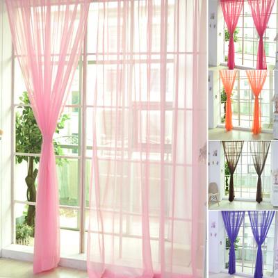 1PC Simple Voile Solid Color Sheer Tulle Curtains Window Curtains Living Room The Bedroom Window Screening Panel Cortinas