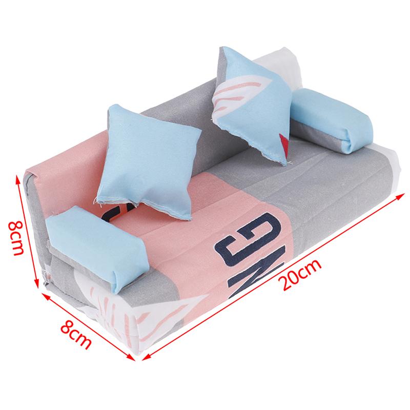 

Dollhouse Simulation Small Floral Fabric Sofa Set Furniture With 2 Pillow Doll Accessories