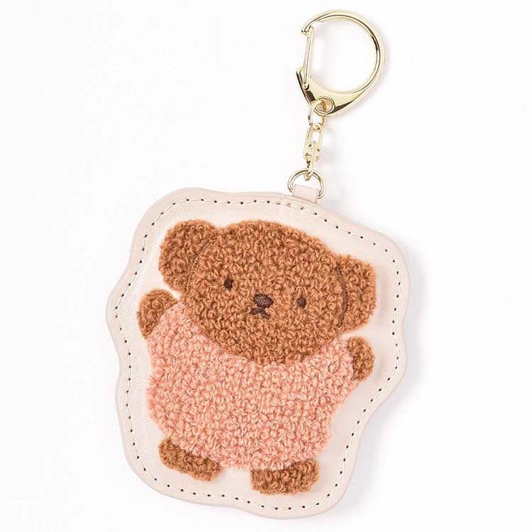 Kawaii Anime Miffy Rabbit Boris Bear Keychain Cute Cartoon Embroidery Faux Leather Keychain Pendant, Bag Pendant Boys Girls Gift