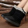 Fashion Sweet Lace Bowknot Snow Boots Women Faux Suede Knitted Snow Boots Woman Winter Platform Soft Soles Thick Warm Booties Female