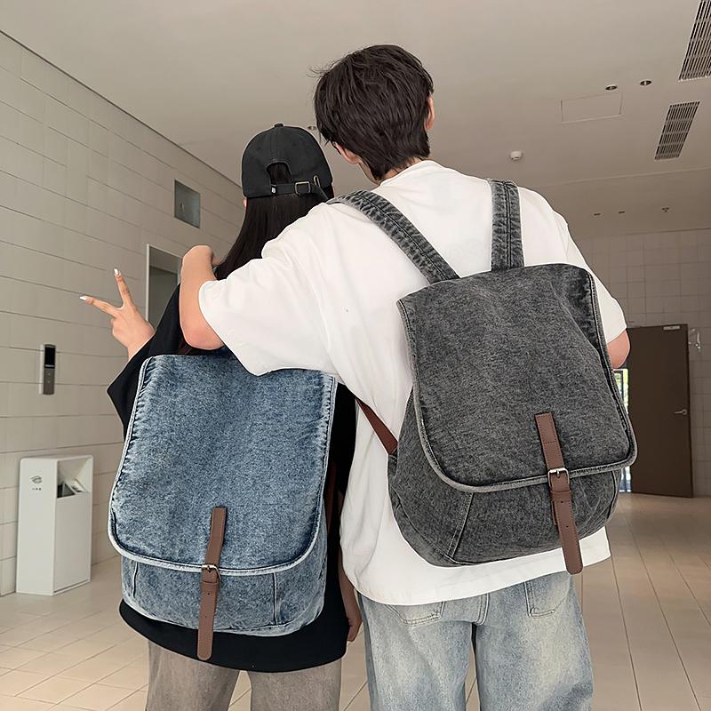 Denim Backpack Retro Commuter Large Capacity Travel Backpack