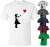 BANKSY GIRL WITH HEART BALLOON 100% Cotton T-shirt Mens Tees Top Balloons Graffiti Gift Xmas Love Top Tee