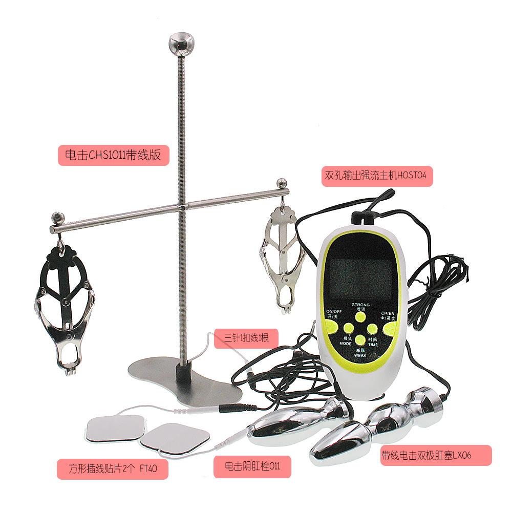 Electric Shock Pulse Massage Training for Men and Women Passion Suit Bipolar Butt Plug Nipple Clamp Hanging Yin Stimulation for Female Climax