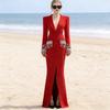 2026 European & American Star Fashion Beaded Rhinestone Lapel Mermaid Evening Gown