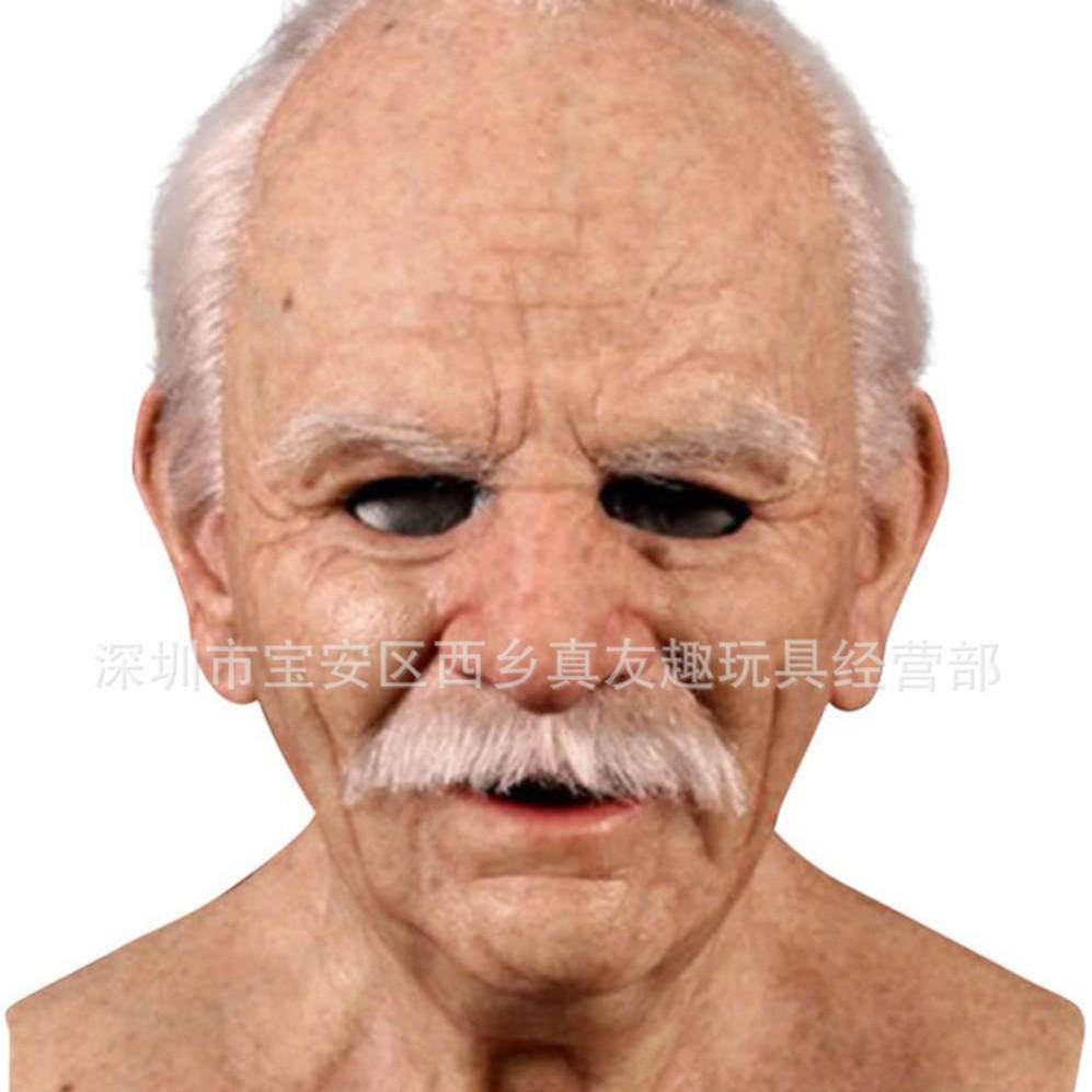 Old Man William Headgear, Old Lady Headgear, Wig, Elderly Mask, Halloween Imitation Human Latex Mask