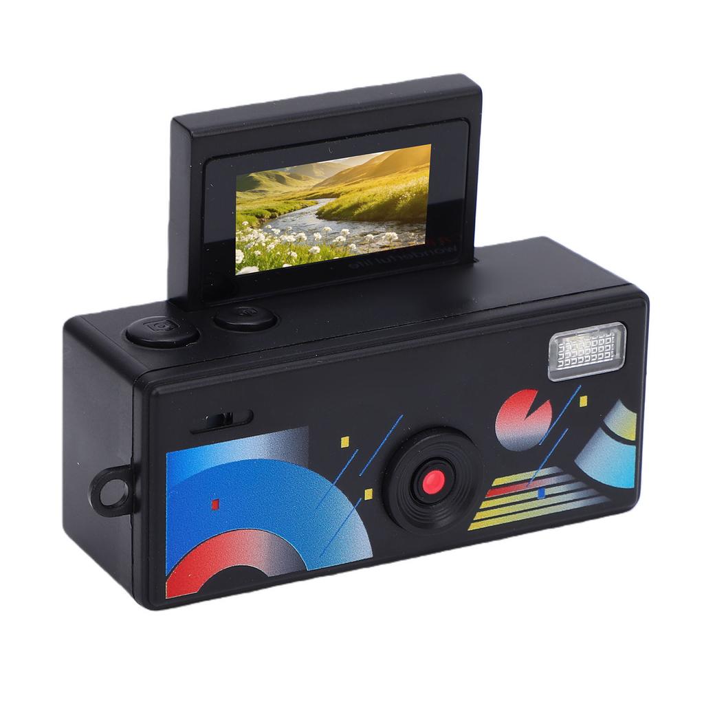 Portachiavi Fotocamera Digitale Schermo a Colori Flip da 0,96 Pollici Fotocamera Retrò con Flash Integrato per Registrazioni di Vita Nero