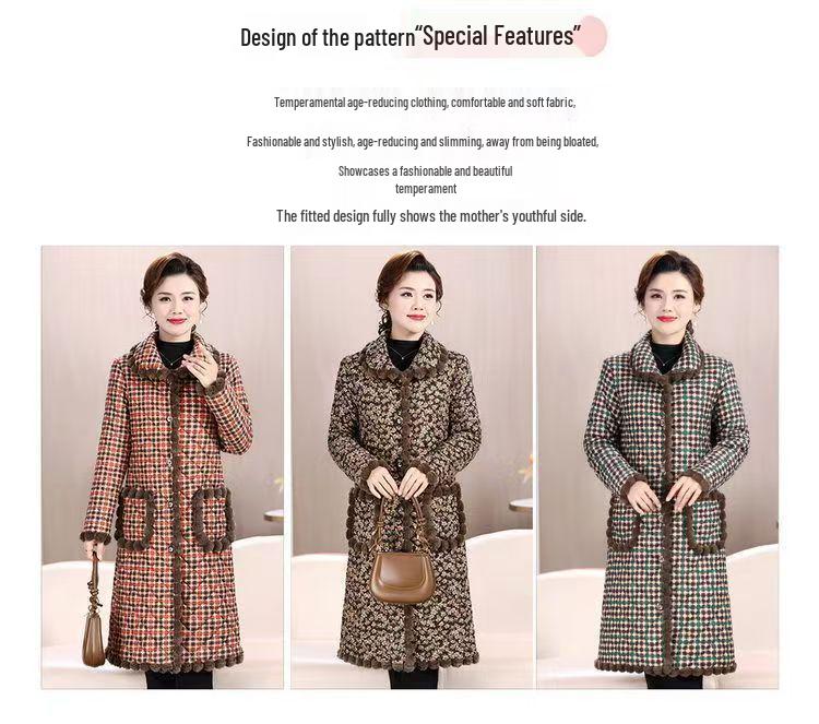 2025 Fashionable Mid-length Lapel Cotton Coat for Middle-aged & Elderly - Extra Thick & Warm for Comfort