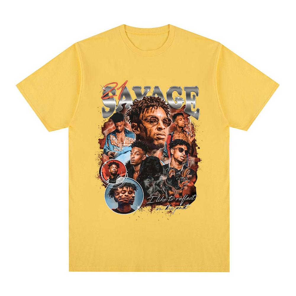 Rapper 21 Savage Grafik T-Shirt Unisex Damen Vintage Hip Hop T-Shirt Baumwolle Lässig Locker Übergröße Kurzarm T-Shirts Geschenk für Fans