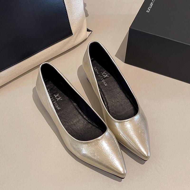 

Single shoes women s 2025 spring and autumn new inner height increase thick heel pointed head shallow mouth retro French professional commuting shoes 40