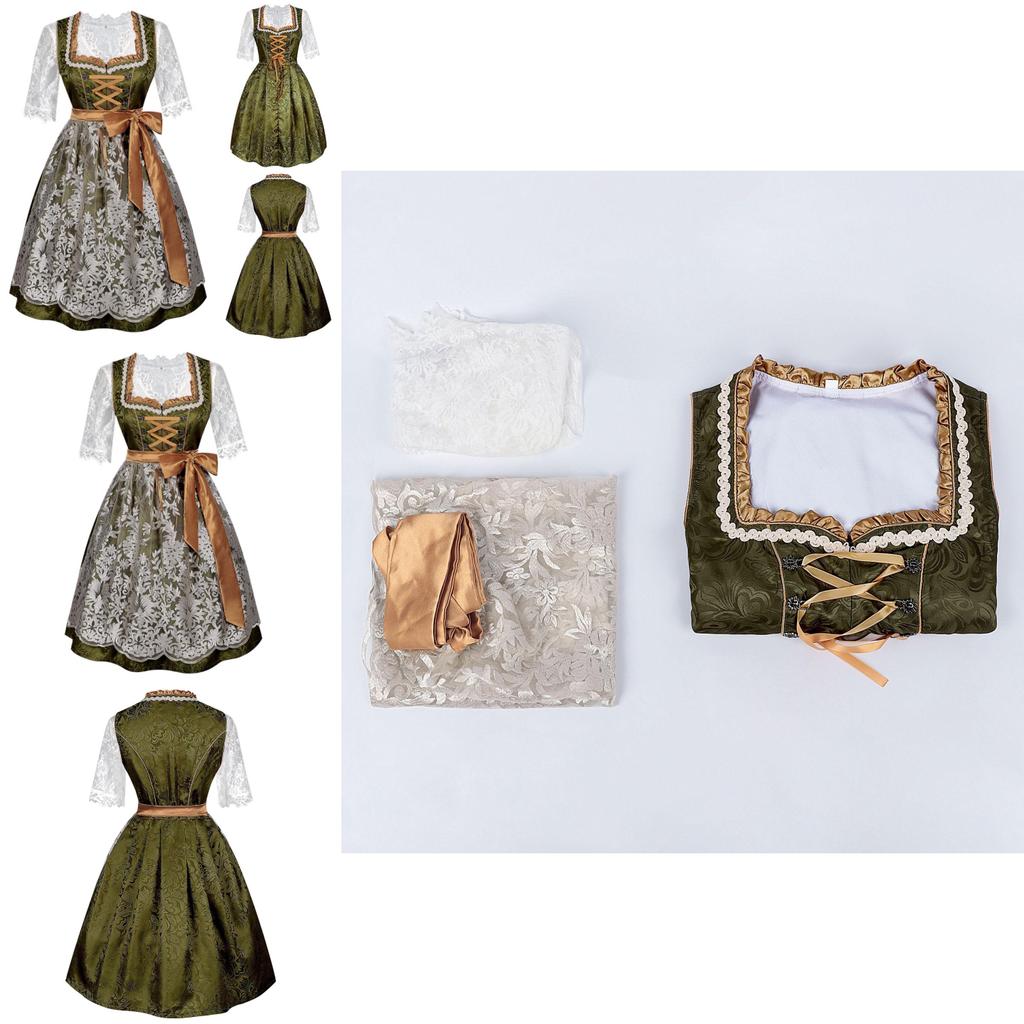 Vestito per Festival della Birra Bavarese da Donna in Tessuto di Poliestere Costume di Halloween per Spettacolo Teatrale