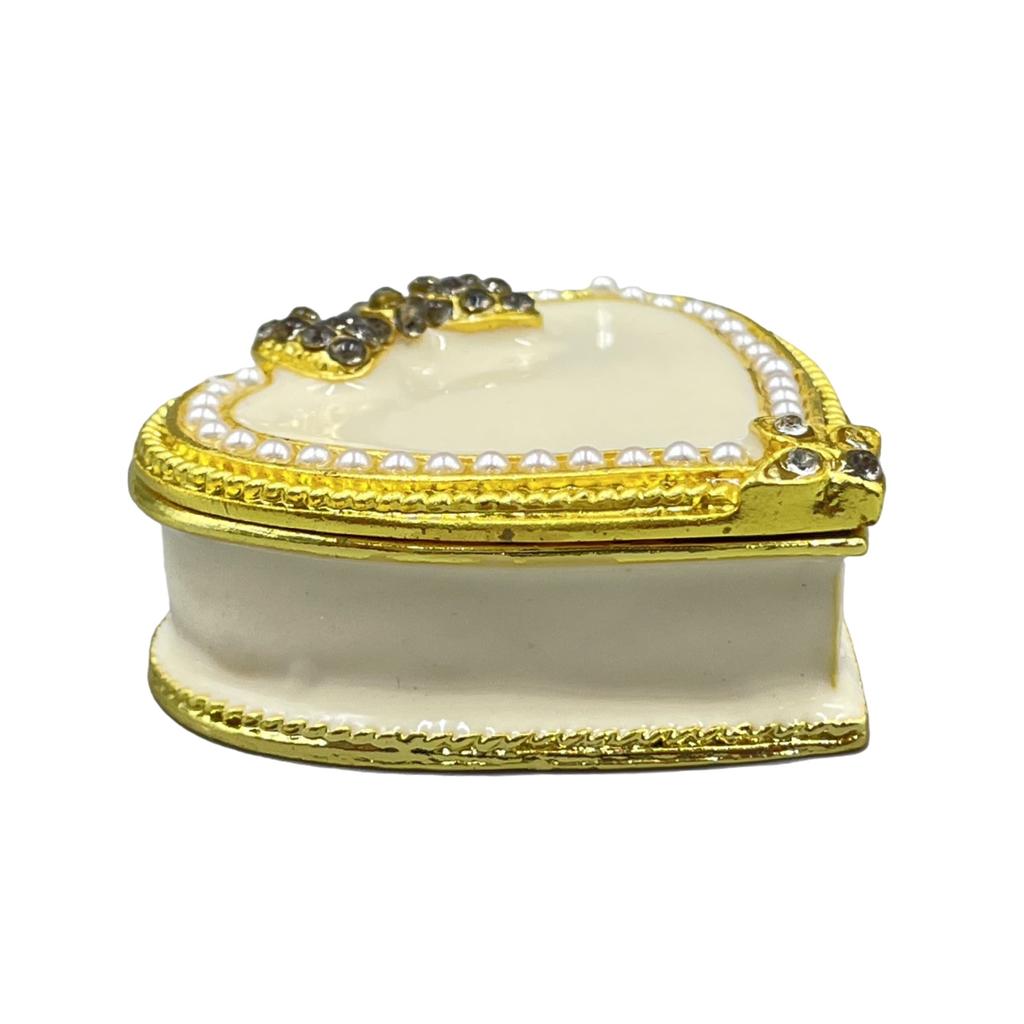 Heart/Butterfly Trinket Box Enamel Hand Painted Hinged Jewelry Box Ring Earrings Jewelry Organizer Figurines Collectible