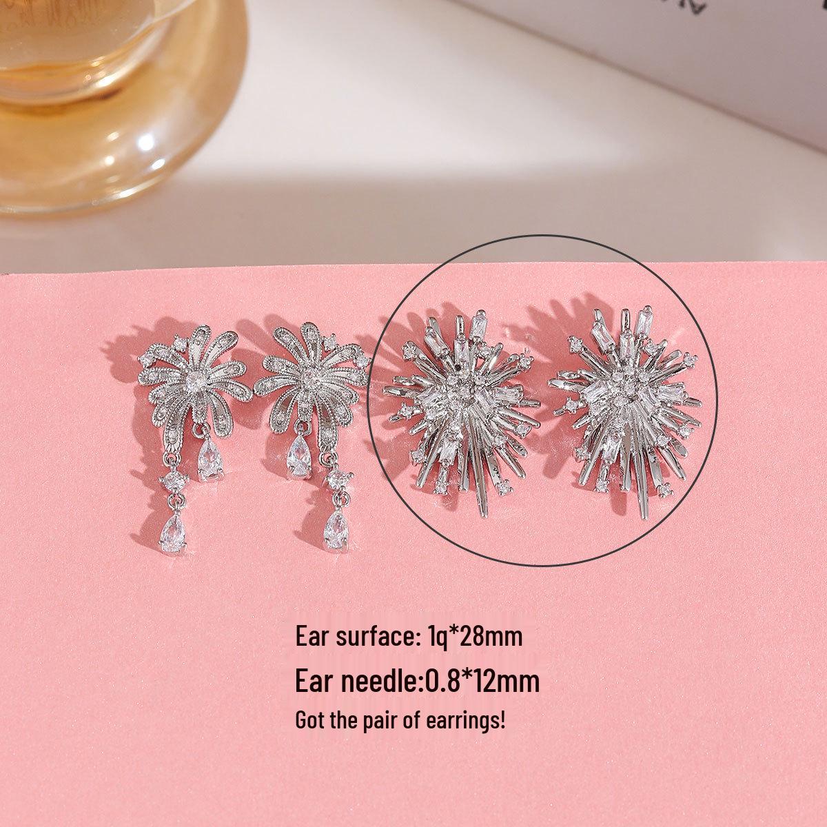 Exquisite Zirconia Firework Gold-Plated Earrings - Versatile, High-End Style Real Gold Plating, Durable Color Retention