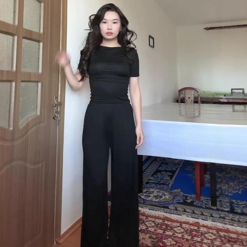 2025 Summer, Europe, America, Waist and Thin, Casual Commuting, Sexy Cape, Top, Pants, Two-piece Women's Clothing