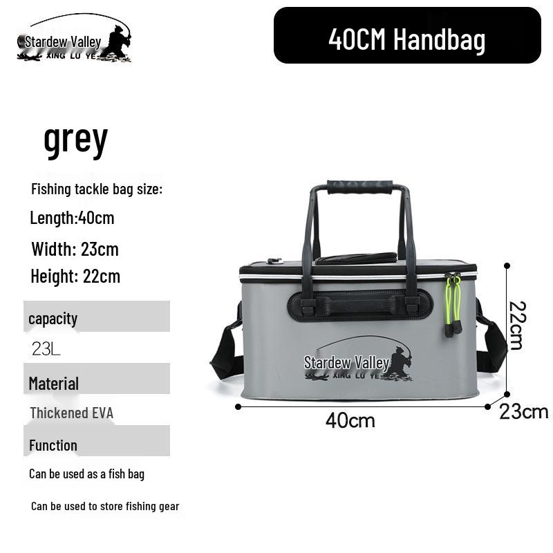 Collapsible EVA Fish Bucket with Strap - Multifunctional and Thickened Design with Built-in Keepnet
