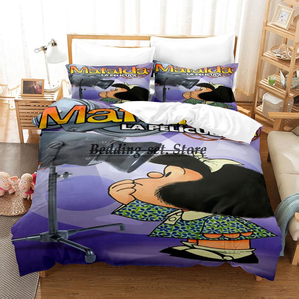 Mafalda Zestaw Pościeli Pojedynczy Bliźniak Pełny Queen King Size Zestaw do Łóżka Aldult Dziecko Sypialnia Zestawy Poszewek na Kołdrę Zestaw Arkuszy 3D Anime