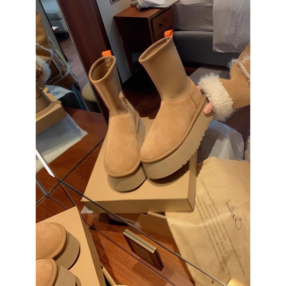 

Maillard muffin platform fashion snow boots cotton shoes women s 2024 new winter heightening warm elastic pencil boots 38 малиновый