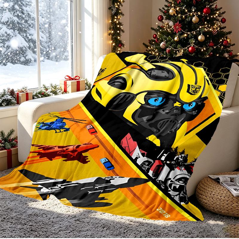 Robot Pattern Blanket for Home Decoration, Bed, Sofa, Car Travel, Camping, Suitable for All Seasons, Birthday Christmas Gift