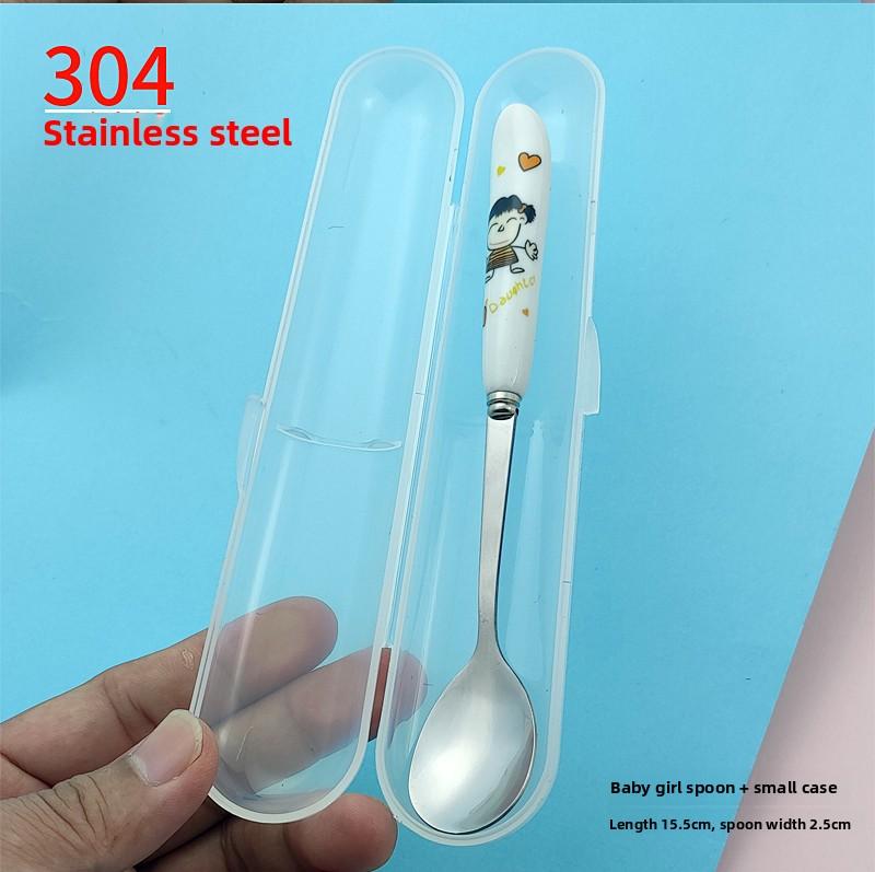 Newborn Baby Cerc Spoon Feeding Utensils 304 Stainl Steel Baby Food Puree Water Milk Poer Small round Spoon Cutlery