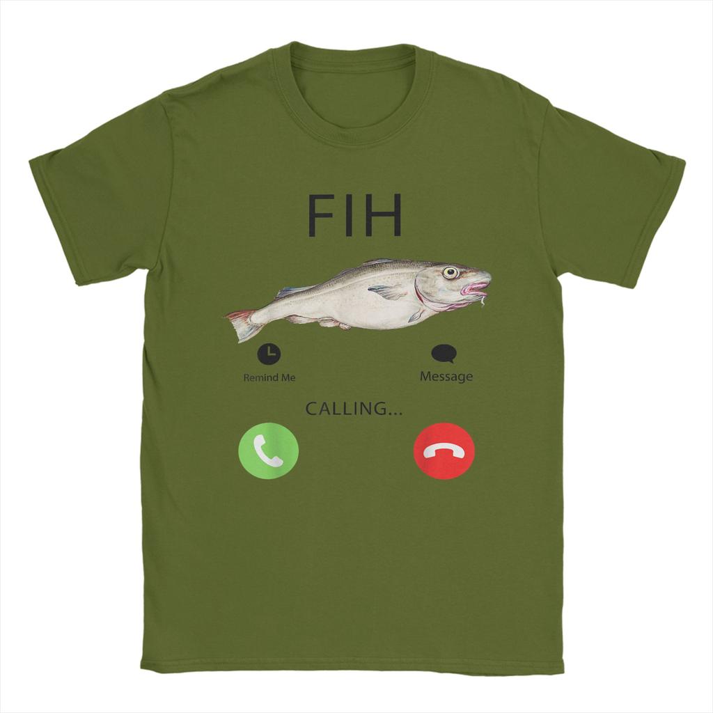 Fish Calling Funny Misspelled Fish Meme Message Fih TShirts for Men 100 Cotton Tees O Neck Short Sleeve T Shirts Clothing