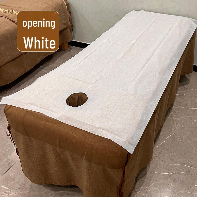 100 Disposable Non-Woven Waterproof & Oil-Proof Massage Bed Sheets with Hole - Thickened for Beauty Salons