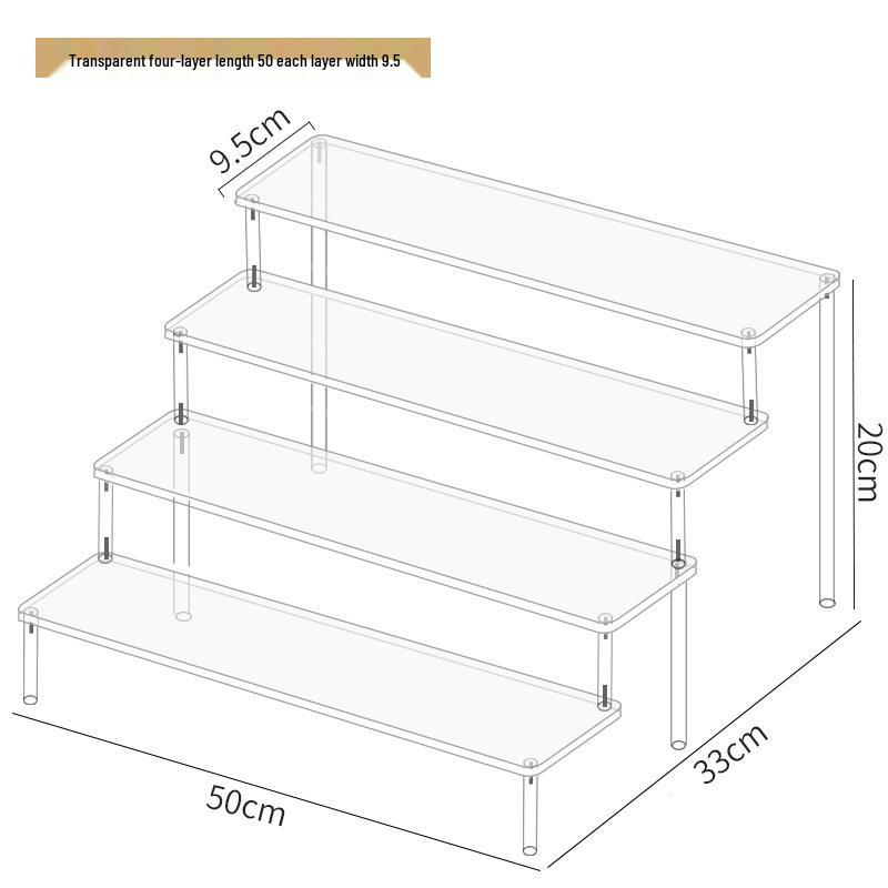 

Акриловая трехъярусная ручная стойка для кукол Pop Mart, косметики Jasmine, кошельков и ювелирных изделий 4-layer 50cm wide