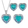Jewelry Set Ring Necklace Earrings Heart Of The Ocean Paraiba Blu-Ray Premium Women'S Jewelry