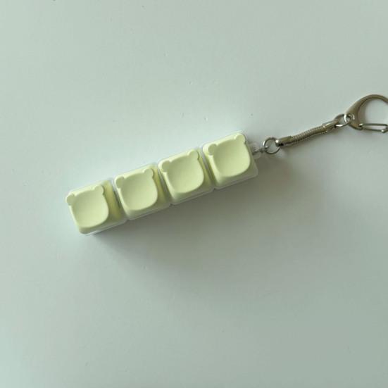 4-Keys Bear Fidget Keyboard Anxiety Relief Finger Clicker Keychain Office School Travel Decompression Button Sensory Toy Hanging Decor