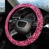 Leopard Plush Steering Wheel Cover for Woman Girl, Universal 15 Inch, Pink