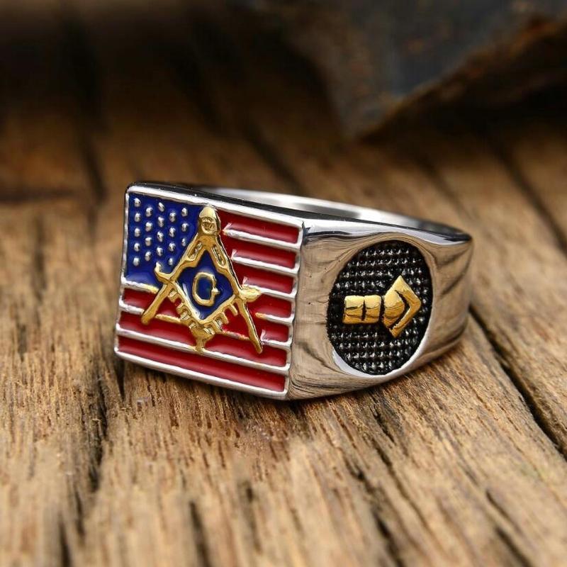 Anello da Uomo in Resina con Simbolo Massonico