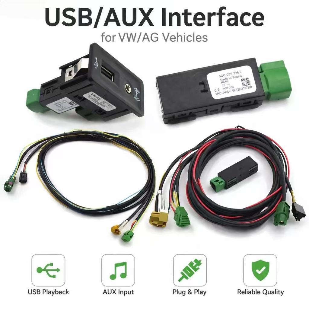5Q0035726E 5Q0035726E CarPlay Media USB AUX Switch MIB2 MDI AMI Adapter For VW Golf 7 MK7 Passat B8