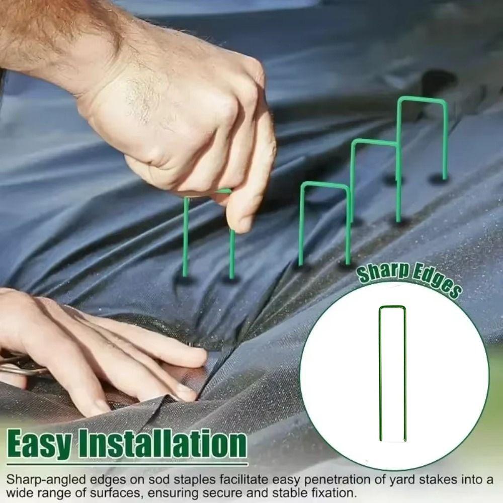 Durable and Sturdy U-shaped Garden Nail 6 Inches U-type Garden Turf Staples  Plastic Films