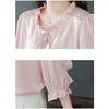 Top alla moda in raso da donna estate colore puro versatile elegante maniche a sette quarti camicetta elegante