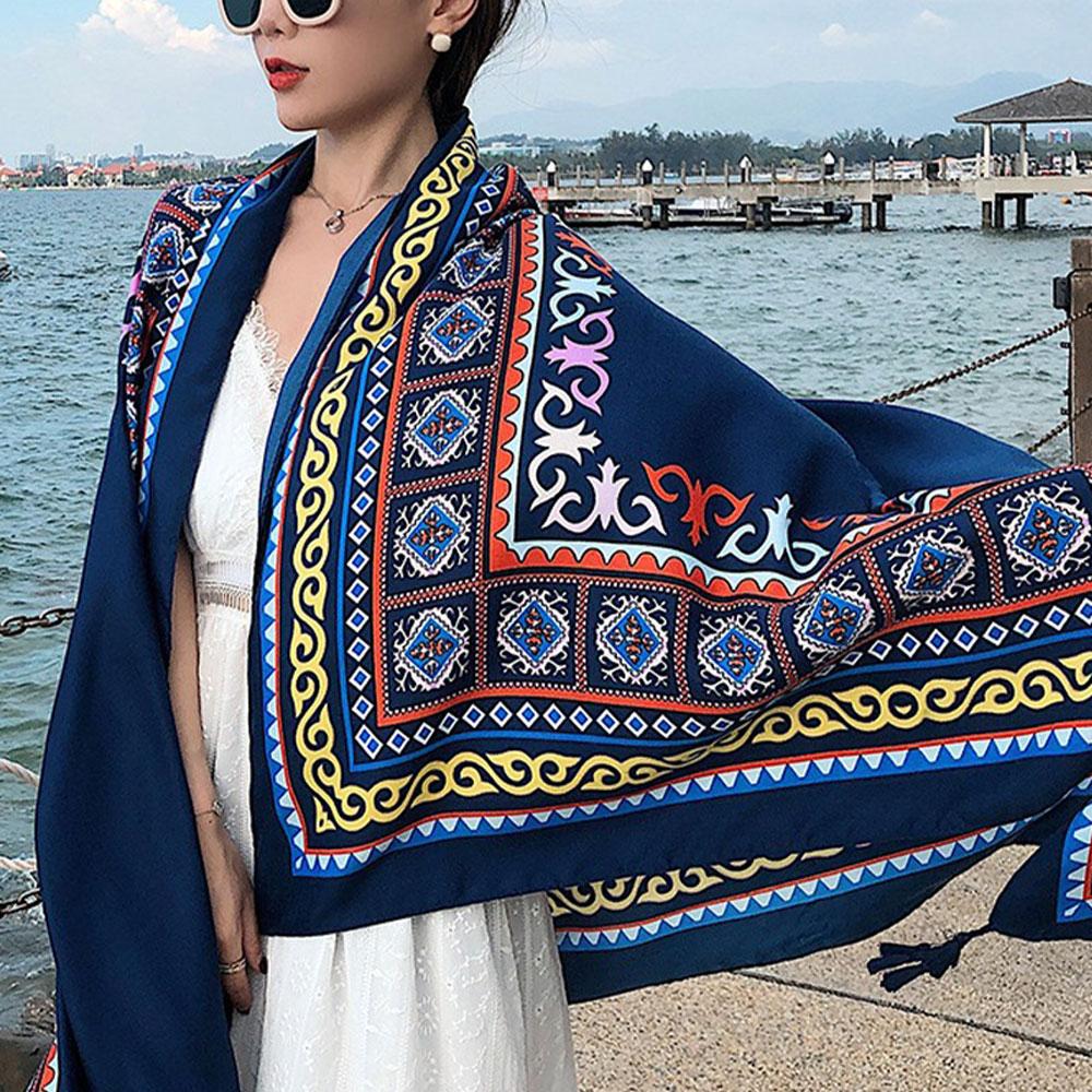 Shawl Travel Ethnic Style Cotton Linen Sun Protection Beach Cape Desert Sun Protection Cape Sun Protection Scarf Silk