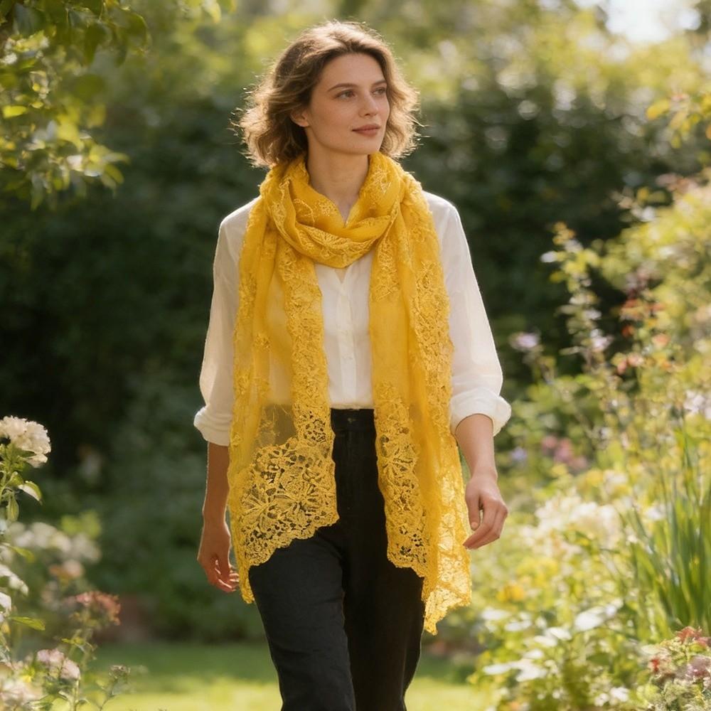 Thin Women's Lace Scarf Long Female Headscarf Literary Summer Sunscreen Shawl