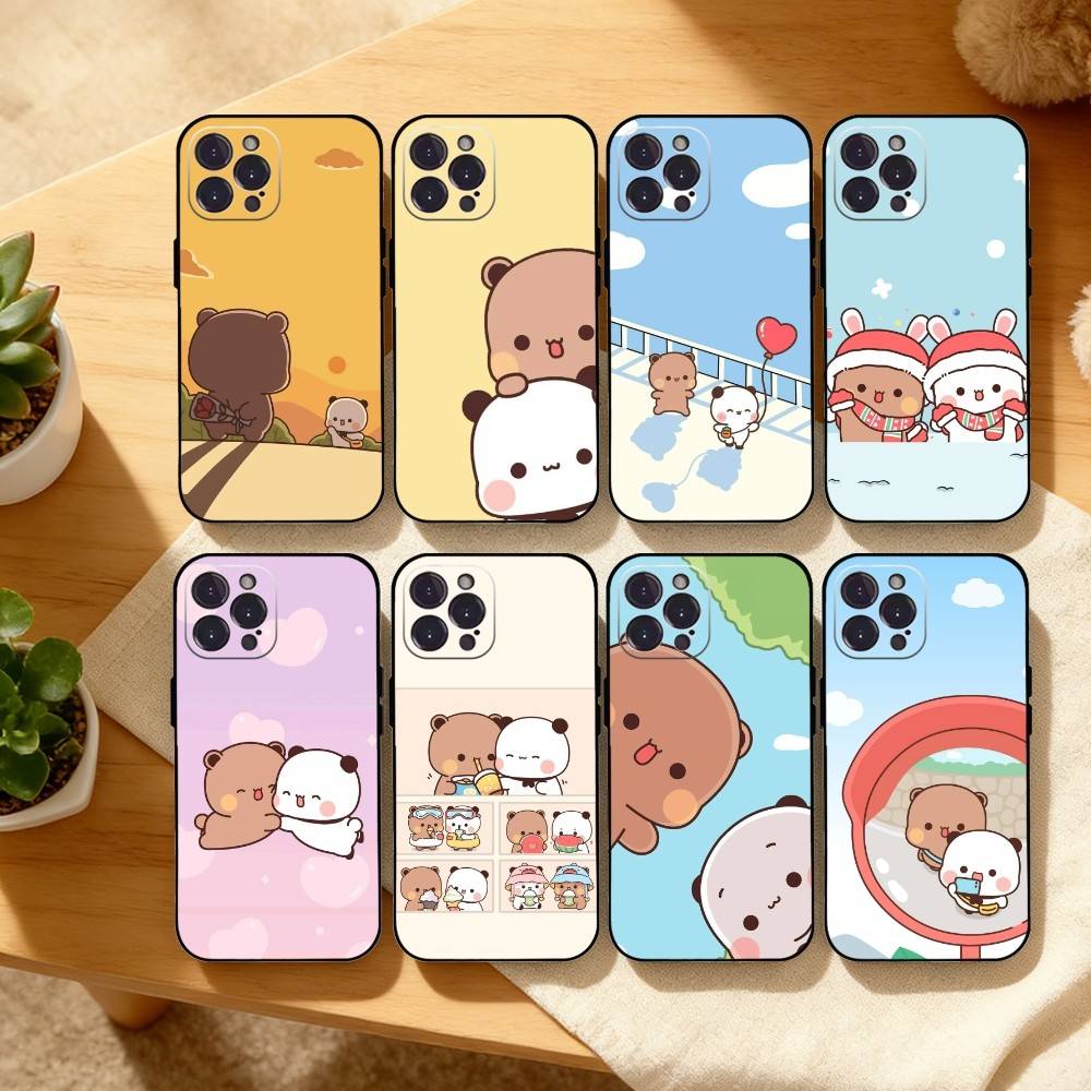 Cute B-BuBu D-DuDu Phone Case For iPhone17,16,15,14,13,12Plus,Pro Max,XS,5G Soft Silicone Black Cover