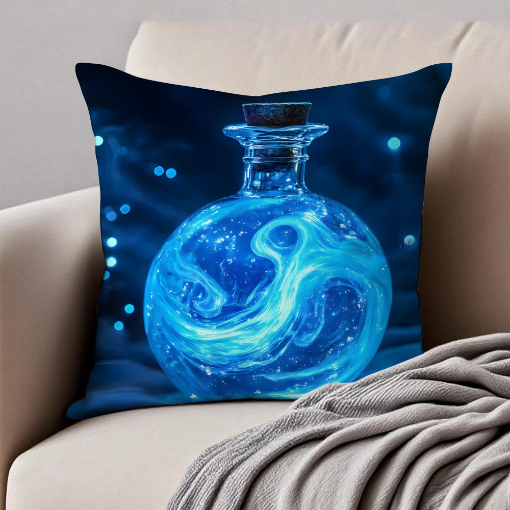 Dreamlike Magical Pattern Cushion Cover Pillowcase Antidustmite Invisible Zipper Short Plush Sofa Cushion