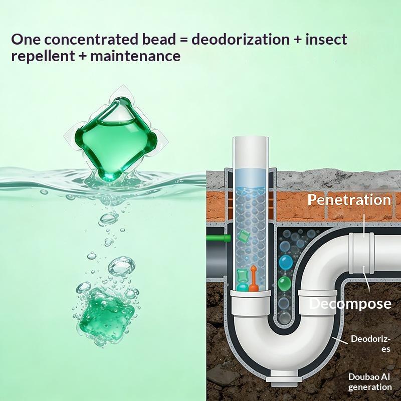 Odor Removal Sewer Cleaner Scented Gel Airs Freshener For Sinks Drains Gel Water Film Soluble In Water For Kitchen For Bathroom