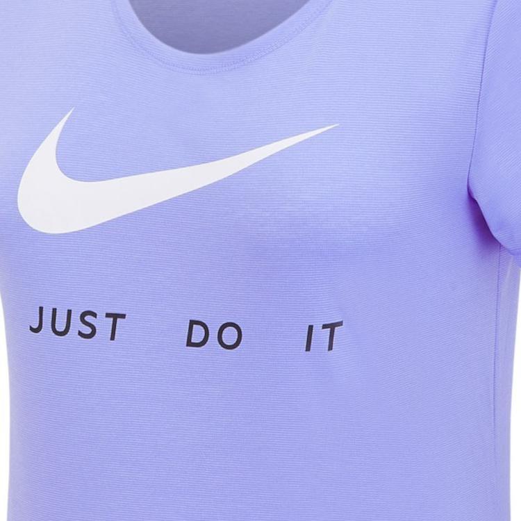 Nike Logo Letter Print Round Neck Straight Short Sleeve T-Shirt Women T-Shirts Purple DB4337-569