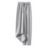 100% Pure Wool Red Elastic Waist Wide-Leg Pants for Autumn/Winter