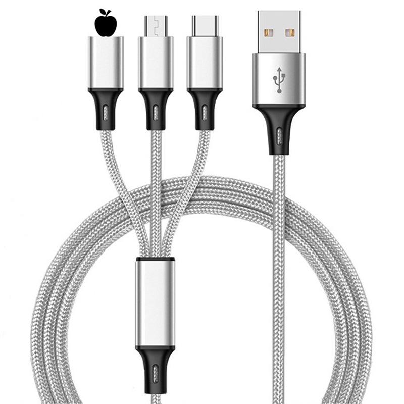 100W Transparent 3-in-1 Fast Charging Cable for Apple, Huawei, and Type-C Devices, 6A Super Speed