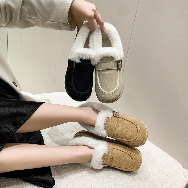 Lazy Shoes Women's Winter 2025 New Casual Versatile Flat Bottom Non-slip Velvet Thickened Warm High-top Cotton Shoes Women