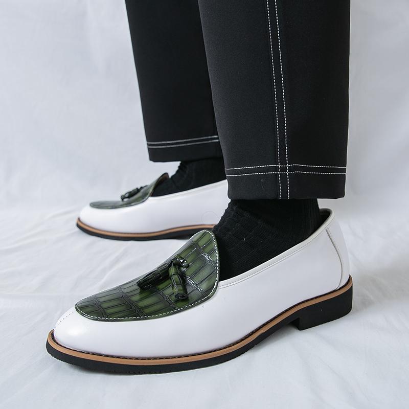 Men Leather Shoes Slip On Office Mens Formal Shoes Wedding Party Men Tassel Dress Shoe Breathable Driving Lazy Oxfords Zapatos