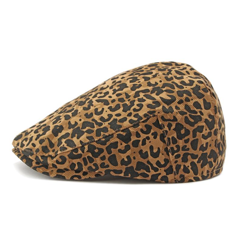 Spring Autmn Women's Beret British Vintage Leopard Print Cap Forward Cap Newsboy Caps Flat Cap Driver Ivy Hat Gatsby Painters Hats