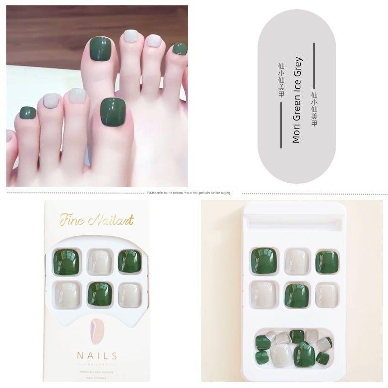

Vigorous and Colorful Candy-Colored Toe Nail Fake Nail Tip 140-Forest Green Ice Grey