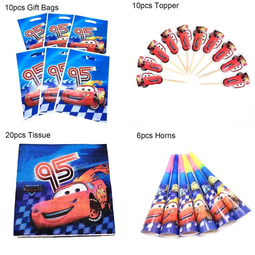 Cars Theme Mcqueen Birthday Party Supplies Decor Kids Baby Shower Banner Plates