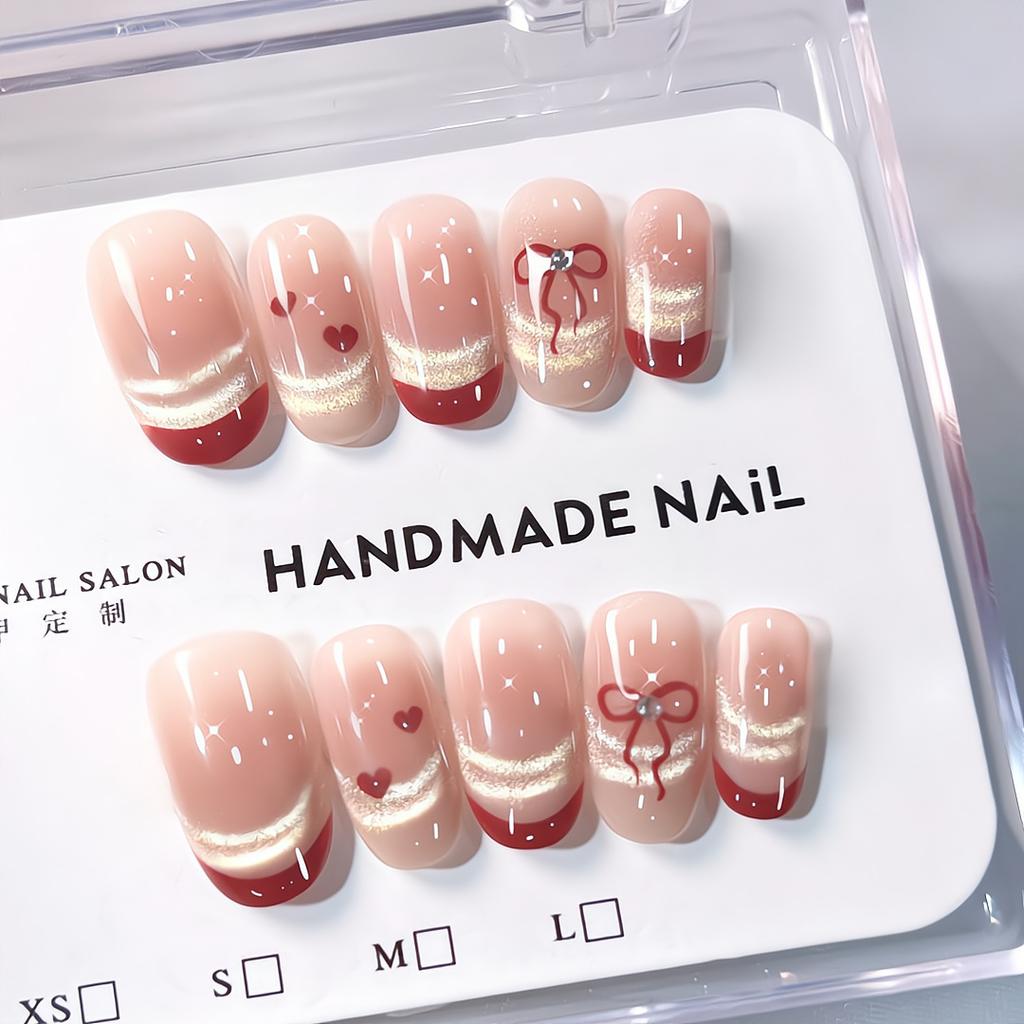 Press on Nails Artificial Acrylic Nails Glossy False Nails Full Cover Stick on Nails Square Fake Nails with Glitter Design Glue on Nails for Women